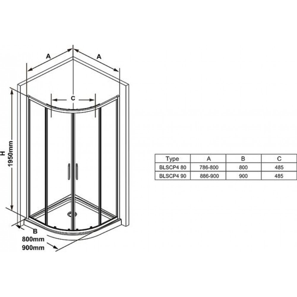 Душевой уголок Ravak Blix BLSCP4-90 90x90 стекло Transparent, профиль Черный (X3BM70300Z1)