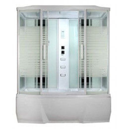 Душевая кабина Loranto с тропическим душем  CS 77-4  150x85x215 см белая дверь раздвижная