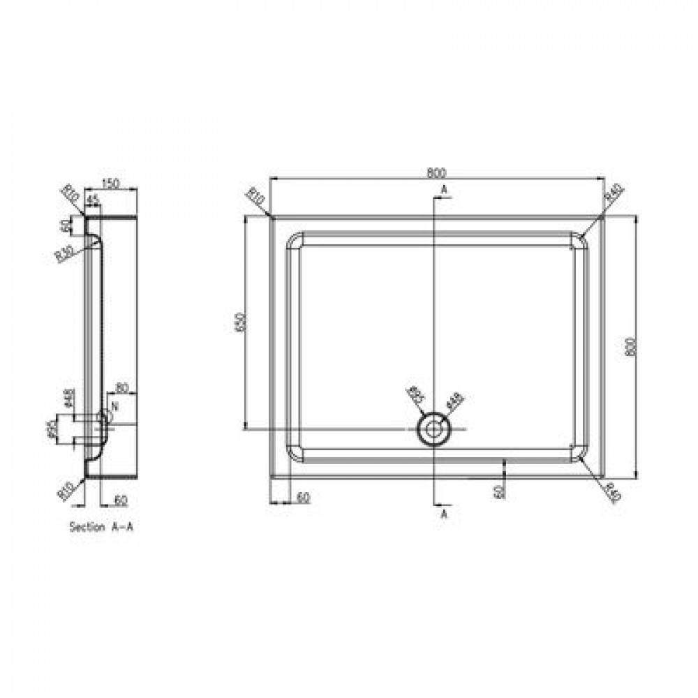 Душевой поддон Azario 800х800х150 R/L, для TORONTO 1432B (P18  R/L)