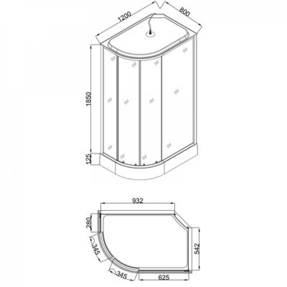 Душевая кабина Loranto 120x80x215 правая, поддон 13 см, 4 мм прозрачное стекло с рисунком "мозайка" (CS-1200-13ТМ/М R)