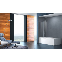 Шторка для ванны, хром, прозрачное стекло 4 мм, 80*140, Azario BOSTON (AZ-141)