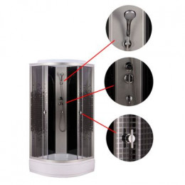 Душевая кабина Loranto 80x80x215 поддон 13 см, 4 мм прозрачное стекло с рисунком "мозайка" (CS-800-13ТМ/М)