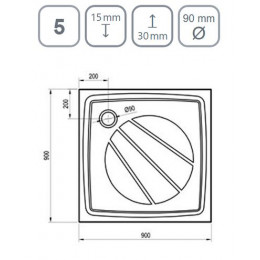 Душевой поддон из искусственного камня Ravak Perseus Pro 90х90 Черный матовый (XA037701010BM)