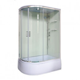 Душевая кабина Loranto NEO 120x80x(170+38) правая, с высоким поддоном 38см, прозрачное закаленное стекло 4 мм, задние стеклянные стенки белые, с двумя полками, цвет профиля серебро (CS-22012R)