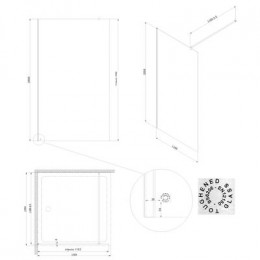 Душевое ограждение AZARIO FELTON 120х200 walk-in, прозрачное cтекло 8 мм с покрытием easy clean, черный матовый профиль (AZ-151S 120)