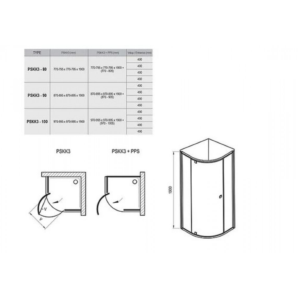 Душевой уголок Ravak Pivot PSKK3 90x90 стекло Transparent, профиль Белый (37677101Z1)