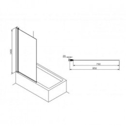 Шторка для ванны распашная, 85x140, хром, Roca Capital  (M4008512M)