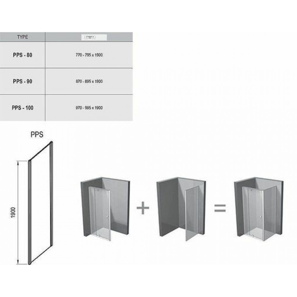 Душевая стенка Ravak Pivot PPS-80 стекло Transparent, профиль Хром (90G40C00Z1)