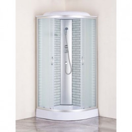 Душевая кабина Loranto 100х100х215 поддон 13см, белый кирпичный узор, матовое стекло 4мм, профиль хром (CS661013FW100)