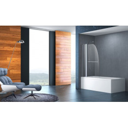 Шторка для ванны с поручнем, хром, прозрачное стекло 6 мм, 100х140, Azario BOSTON (AZ-142TB)