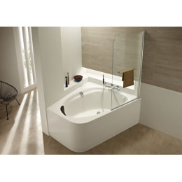 Шторка на ванну с полотенцедержателем, стекло прозрачное, профиль хром, 80x145, Jacob Delafon Odeon Up (E4932-GA)