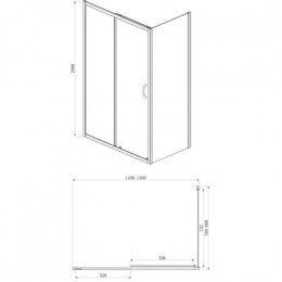 Душевое ограждение AZARIO 1200х800х2000, БЕЗ ПОДДОНА, прозрачное стекло 6 мм, открывание налево, цвет профиля серебро (AZ-ND1131 L 1200)