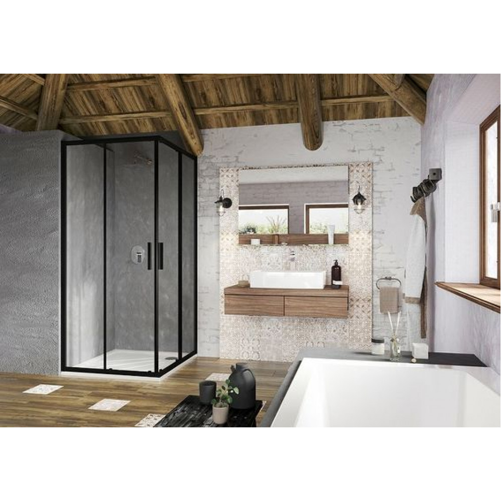 Душевой уголок Ravak Blix BLSRV2-90 90x90 стекло Transparent, профиль Черный (X1LM70300Z1)