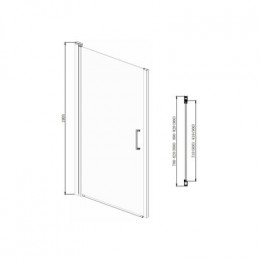 Распашная дверь Azario ALBERTA 80х190, прозрачное стекло 6 мм, цвет профиля серебро (AZ-NK6211 800)