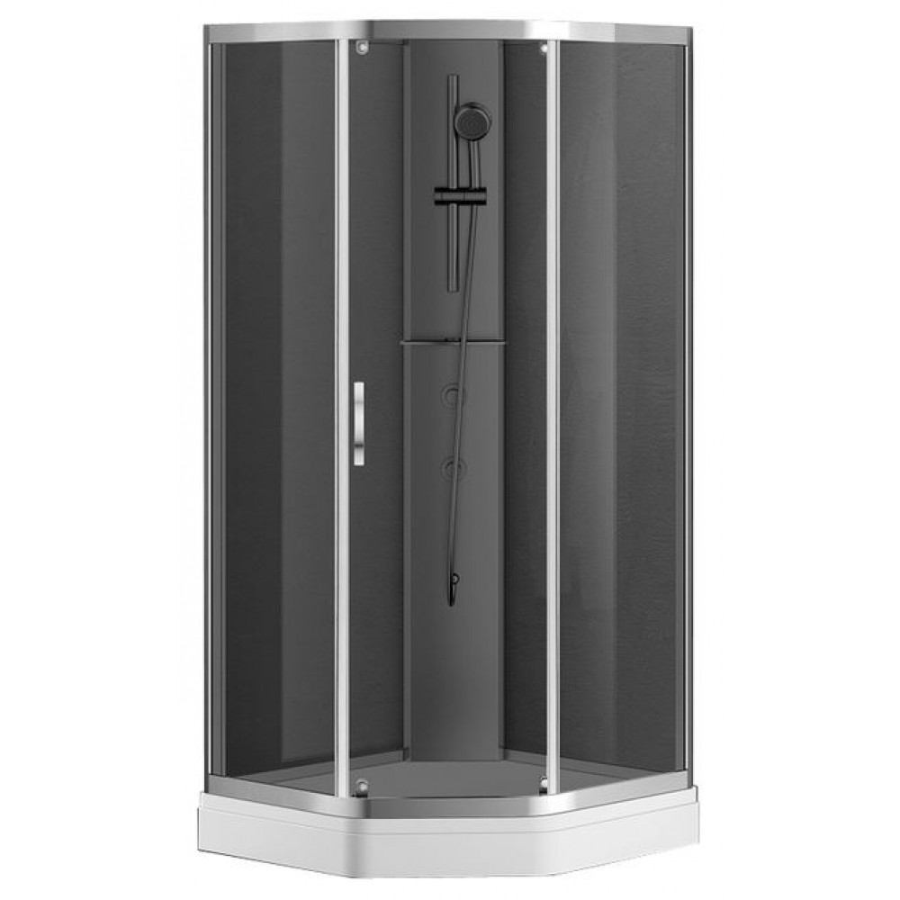 Душевая кабина AZARIO DENVER 90х90х200 серое стекло 4 мм. с покрытием Easy Clean, задняя панель черная, цвет профиля хром (AZ-N10806 900 GREY)