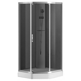 Душевая кабина AZARIO DENVER 90х90х200 серое стекло 4 мм. с покрытием Easy Clean, задняя панель черная, цвет профиля хром (AZ-N10806 900 GREY)