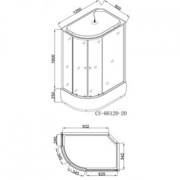 Душевая кабина Loranto 120х80х215  поддон 20 см, черный кирпичный узор, серое стекло 4 мм, профиль черный (CS-66120-20R GB 120)