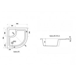 Душевой поддон Ravak SABINA-90 LA белый