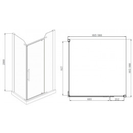 Душевое ограждение AZARIO EDMONTON 900х900х2000 стекло прозрачное 6 мм, профиль черный (AZ-NNC1231 900 BLACK)