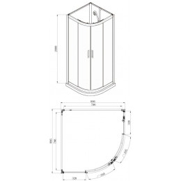 Душевая кабина AZARIO DENVER 90х90х200 прозрачное стекло 4 мм. покрытие Easy Clean, задняя панель черная, цвет профиля серый (AZ-N10812 900)