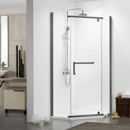 Душевое ограждение AZARIO EDMONTON 900х900х2000 стекло прозрачное 8 мм. профиль черный (AZ-NNC3231-1 900 BLACK)