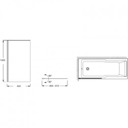 Шторка на ванну, стекло прозрачное, профиль хром, 80х140, Jacob Delafon Struktura (E6D042-GA)