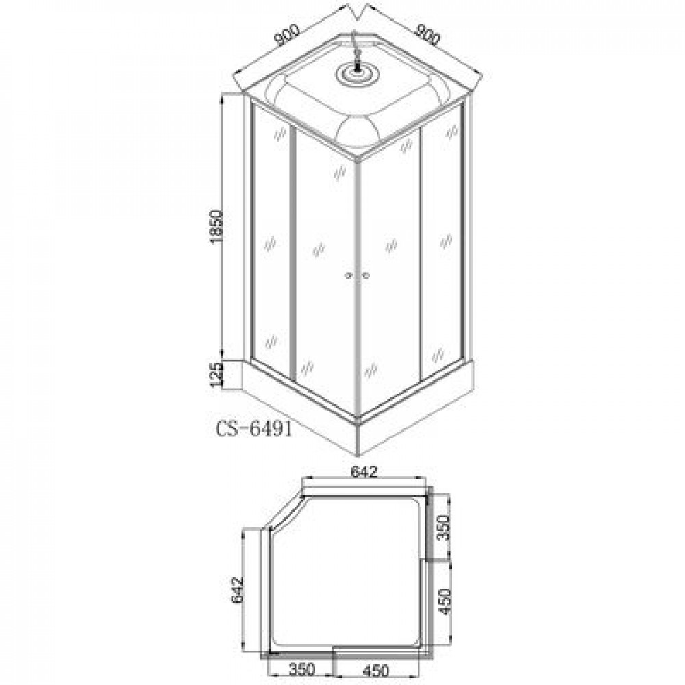 Душевая кабина Loranto CS-6491F(CS-8072) 90х90х215, белая, квадратная, стекло 4мм, поддон 13см