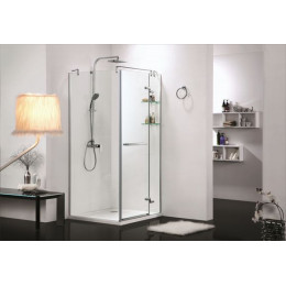 Душевое ограждение Azario MONTREAL 900х900х2000 R, со стеклянной полкой, без поддона, прозрачное стекло 8 мм, цвет профиля серебро (AZ-NWG1231-R)