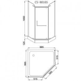Душевое ограждение LORANTO 100х100х200 с низким поддоном 13см, серое закаленное стекло 6 мм, профиль сатин (CS-816S B 100 (GRAY))