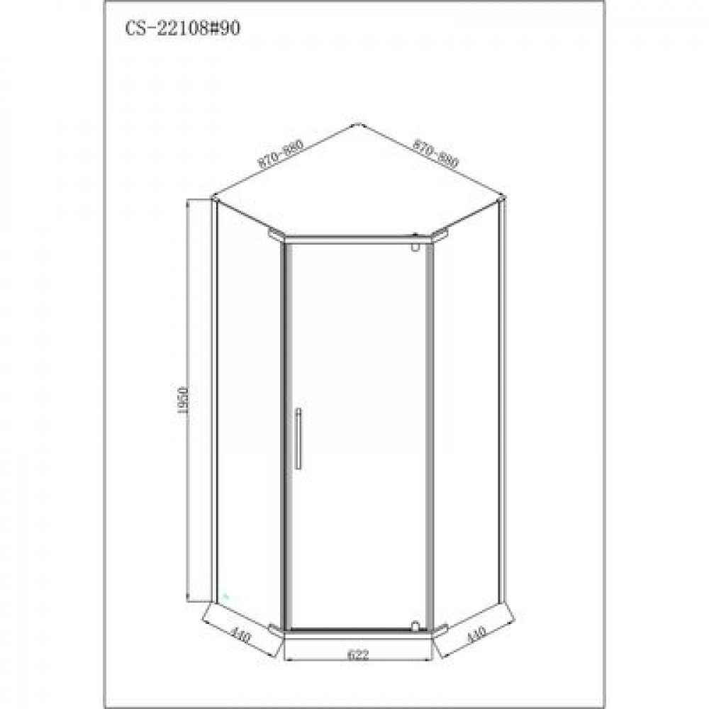 Душевое ограждение Loranto NEO 90x90x195 прозрачное закаленное стекло 8 мм, Easy clean, профиль серебро, без поддона (CS-22108)