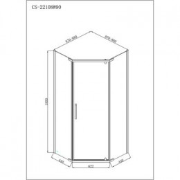 Душевое ограждение Loranto NEO 90x90x195 прозрачное закаленное стекло 8 мм, Easy clean, профиль серебро, без поддона (CS-22108)