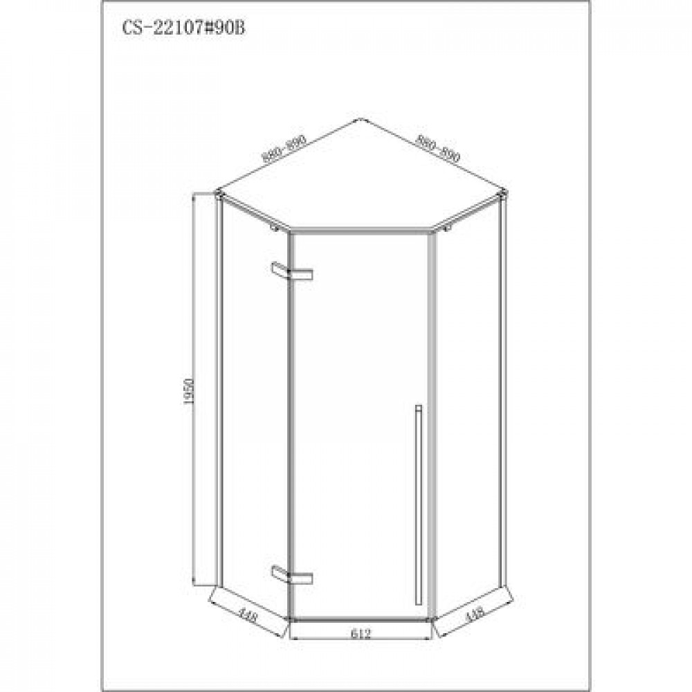 Душевое ограждение Loranto NEO 90x90x195 прозрачное закаленное стекло 8 мм, Easy clean, профиль черный, без поддона (CS-22107B)