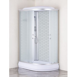 Душевая кабина Loranto 120х80х215 поддон 20 см, белый кирпичный узор, стекло 4 мм, профиль хром (CS-66120-20L FW 120)