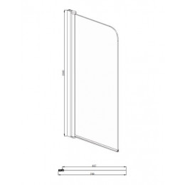 Шторка для ванны, прозрачное стекло 5 мм, цвет профиля серебро, 700х1500, Azario MERRIT (NF6211 700)