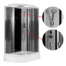 Душевая кабина Loranto 120x80x215 правая, поддон 13 см, 4 мм прозрачное стекло с рисунком "мозайка" (CS-1200-13ТМ/М R)