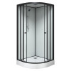 Душевая кабина Loranto NEO 90x90x(190+15) с низким поддоном 15см, прозрачное закаленное стекло 5 мм, задниt стеклянные стенки белые, профиль черный-матовый (CS-22109)