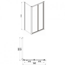 Душевое ограждение Azario TORONTO 1000х1000х1900, без поддона, прозрачное стекло 5 мм, цвет профиля серебро (AZ-NAA1432B 1000)