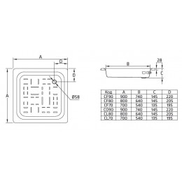 Душевой поддон BLB 80х80х14 стальной квадратный