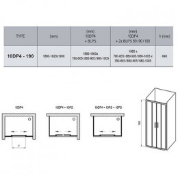 Душевая дверь Ravak 10° 10DP4 190 профиль Хром стекло Transparent (0ZKL0C00Z1)
