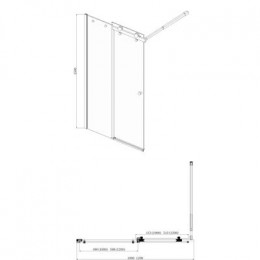 Шторка для ванны раздвижная, прозрачное стекло 6 мм, цвет профиля хром, 100х150, Azario CARLEON (AZ-NKB6121 1000)