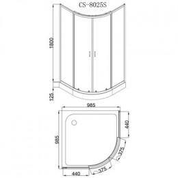 Душевое ограждение Loranto 100х100х195, поддон 13 см (CS-8025S)