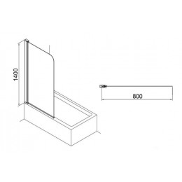 Шторка для ванны, прозрачное стекло 6 мм, покрытие Easy Clean, цвет профиля серебро, 800х1400, Azario MERRIT (AZ-NF6310 800)