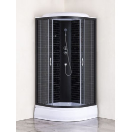 Душевая кабина Loranto 100х100х215  поддон 25 см черный кирпичный узор, серое стекло 4мм профиль черный (CS-6610-25GB 100)
