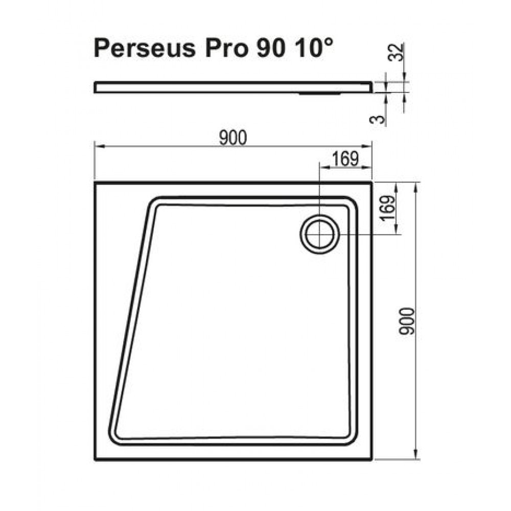 Душевой поддон Ravak PERSEUS PRO-90 10° белый