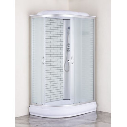 Душевая кабина Loranto 120х80х215 поддон 20 см, белый кирпичный узор, стекло 4 мм, профиль хром (CS-66120-20R FW 120)