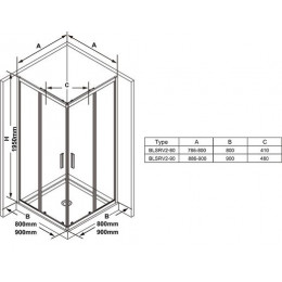 Душевой уголок Ravak Blix BLSRV2-90 90x90 стекло Transparent, профиль Черный (X1LM70300Z1)