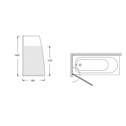 Шторка на ванну, стекло матовое, профиль хром, 80х145, Jacob Delafon Serenity (E4933-GA)