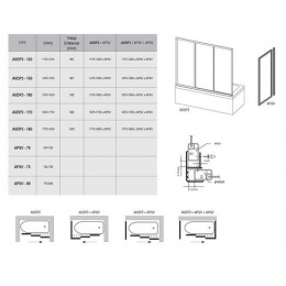Шторка для ванны, профиль белый, цвет стекла "Потоки дождя", Ravak AVDP3-150
