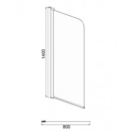 Шторка для ванны, прозрачное стекло 5 мм, покрытие Easy Clean, цвет профиля серебро, 800х1400, Azario MERRIT (AZ-NF6211 800)