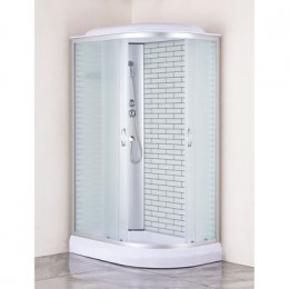 Душевая кабина Loranto 120х80х215 левосторонняя, поддон 13см, белый кирпичный узор, матовое стекло 4мм, профиль хром (CS6612013LFW120)